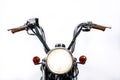 Close up of headlight on vintage motorcycle. Custom chopper / sc