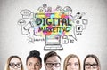 Young people s heads, digital marketing