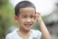 Close up headshot of asian children laughing with happiness face