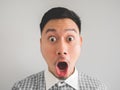 Close up of headshot of surprised and shocked face man. Royalty Free Stock Photo