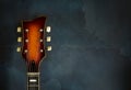 Close-up of headstock old electric jazz guitar Royalty Free Stock Photo