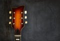 Close-up of headstock old electric jazz guitar Royalty Free Stock Photo