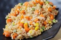 Close up of healthy and delicious homemade stri fried rice