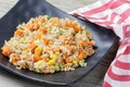 Close up of healthy and delicious homemade stri fried rice