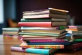 Books on desk in classroom AI