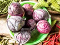 Close-up heap, pile of raw cabbage on a local asia farmers market. Cooking and healthy food concept, vitamins for strong