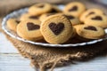 Close up of heart shaped chocolate cookie Royalty Free Stock Photo