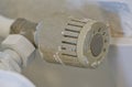 Close-Up of an old retro vintage Heating Radiator Valve Royalty Free Stock Photo
