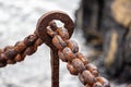 Close Up Of Heavily Rusted Iron Chain Links - Part Of Decorative Fencing Along The Sea Front In Playa Blanca, Lanzarote, Spain