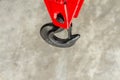 Close up of heavy-duty steel hook