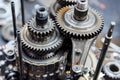 Close-up helical gears in car automatic transmission Royalty Free Stock Photo