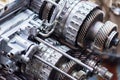 Close-up helical gears in car automatic transmission Royalty Free Stock Photo