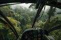 close-up of helicopter blades through jungle canopy Royalty Free Stock Photo