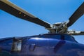 Close up of helicopter head and blades with turbine jet engine Royalty Free Stock Photo