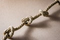 Close-up of  Hemp rope with multiple knots Royalty Free Stock Photo