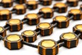 Close up of hexagonal gold connectors linked in a chain symbolizing durable and high quality connection solutions for advanced