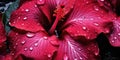 close-up hibiscus with drops water wallpaper. Created with AI tools Royalty Free Stock Photo