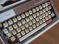 Top View of Old Vintage Typewriter on wooden Flore Pune