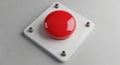 Oversized Red Button Mounted on a White Square Plate with Screws large round Royalty Free Stock Photo