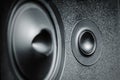 Close up of high and low frequency speakers, membrane audio speaker Royalty Free Stock Photo