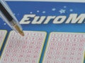 A close up high resolution image of a Euro Millions lottery ticket