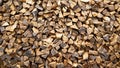 A close up of a pile of firewood neatly chopped and stacked in Bavaria Germany.