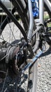 Close up of high tech carbon bicycle chain