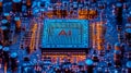 Close up of a high tech computer chip, test \