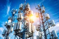 Close-Up of High-Tech Devices on a Cellular Tower