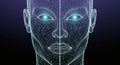 Futuristic Digital Intelligence Wireframe Face: AI Concept Visualization for Technology and Data Professionals. Royalty Free Stock Photo