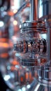 Close-up of a high-tech industrial valve system showcasing precision engineering and modern manufacturing Royalty Free Stock Photo