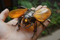 Futuristic Insect Robot Scout with Orange Wings Royalty Free Stock Photo