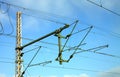 Close-up of high voltage electricity pylon wires Royalty Free Stock Photo