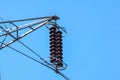 Close up of high voltage insulators at new substation Royalty Free Stock Photo