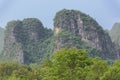 Close up of the hills next to the Li River in Liugongcun Royalty Free Stock Photo