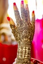 Close-Up Of Bride Hand With Henna Tattoo . Royalty Free Stock Photo