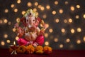 Hindu God Ganesha on Blured bokeh background, Ganesha Idol Royalty Free Stock Photo