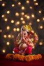Hindu God Ganesha on Blured bokeh background, Ganesha Idol Royalty Free Stock Photo
