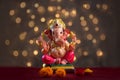 Hindu God Ganesha on Blured bokeh background, Ganesha Idol Royalty Free Stock Photo