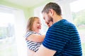 Close up of hipster father holding his little daughter Royalty Free Stock Photo