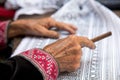 Close up Hmong hilltribe Writing candles to handmade batik in thailand Royalty Free Stock Photo