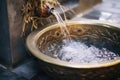 close-up of holy water font at entrance of church Royalty Free Stock Photo