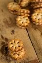 Close up of home made cookies on a wooden table, Sweet cookies on wooden background Royalty Free Stock Photo