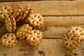 Close up of home made cookies on a wooden table, Sweet cookies on wooden background Royalty Free Stock Photo