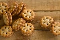 Close up of home made cookies on a wooden table, Sweet cookies on wooden background Royalty Free Stock Photo