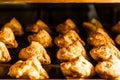 Close up of home made cream puffs or profiteroles Royalty Free Stock Photo