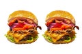 Close-up of home made tasty two burgers. Royalty Free Stock Photo