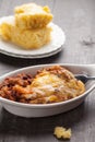 Close up of homemade baked chili with side of cornbread Royalty Free Stock Photo