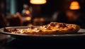 Close up of homemade baked pizza on table generated by AI Royalty Free Stock Photo