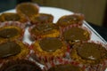 Close-up of homemade chocolate-covered cupcakes